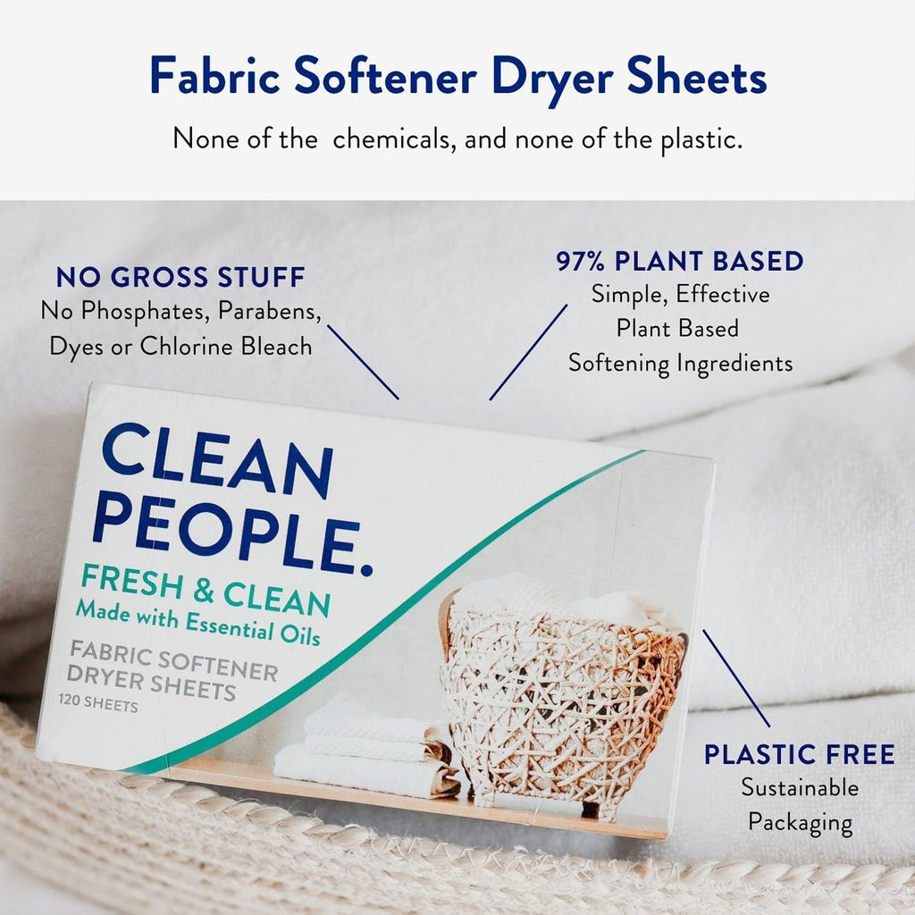 Fabric Softener Sheets - Dryer Sheets - Softens & Removes Static Cling - Vegan Laundry Softener With Essential Oils
