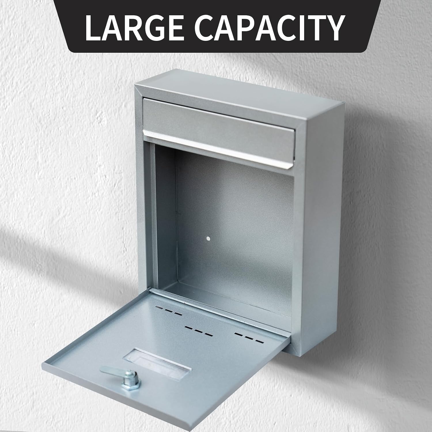 Wall-Mount Mailbox for House Outside, Locking Key Drop Box with View Window, Locking Postbox, Steel Metal Mail Box