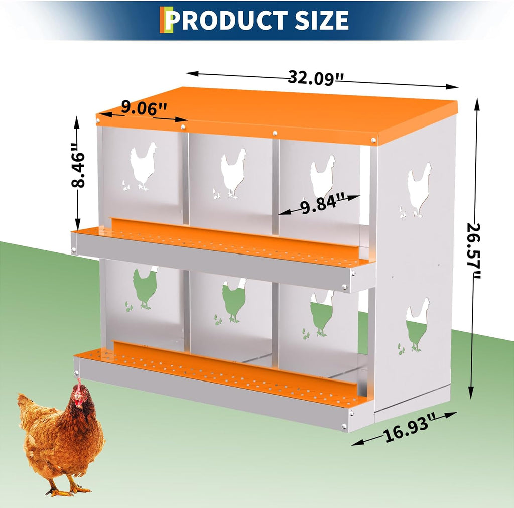 Chicken Nesting Boxes, Galvanized Steel Roll-Away Laying Boxes for Hens