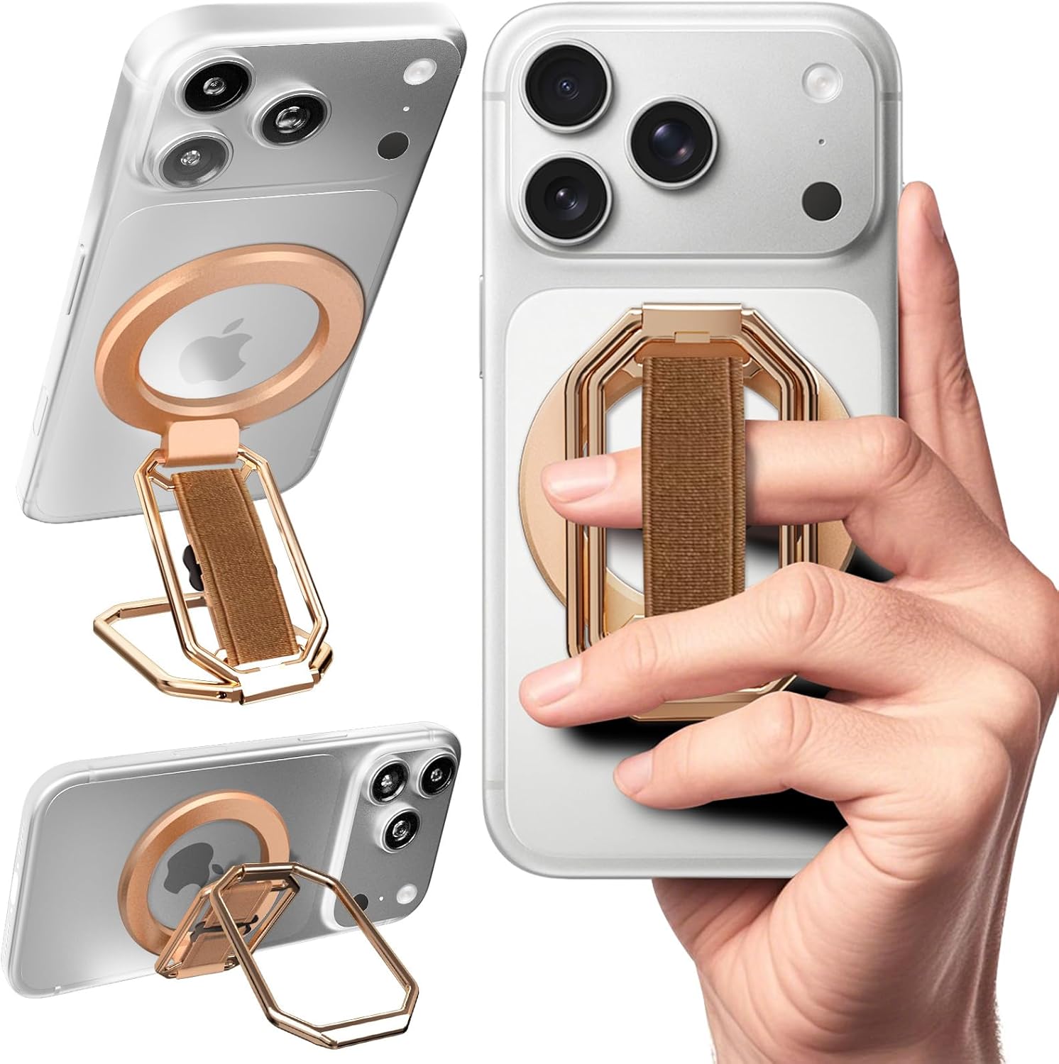 Multi-Functional Magnetic Phone Grip Kickstand for MagSafe, Phone Holder for Hand, Foldable Ring Stand with Finger