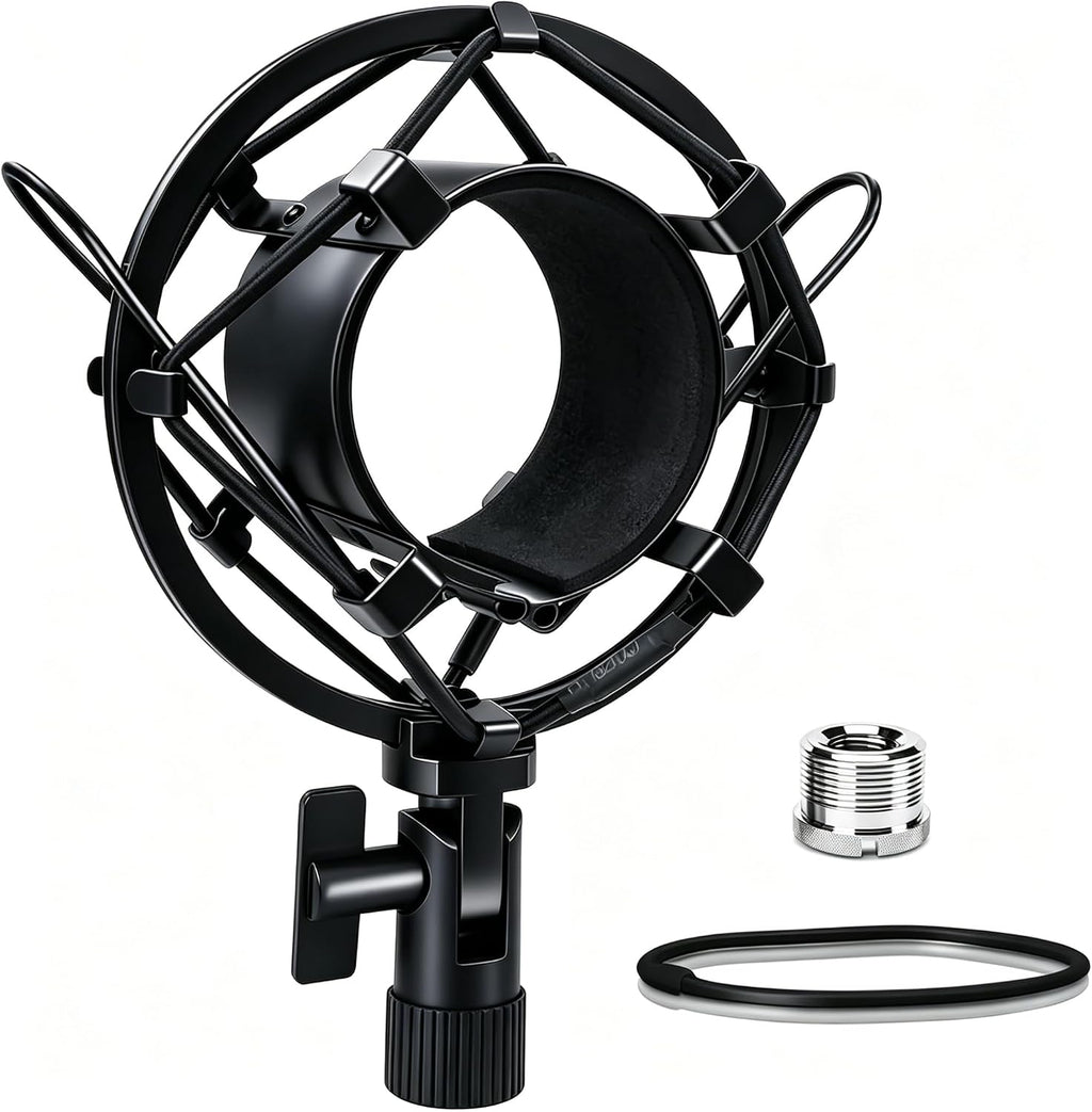 Universal Microphone Shock Mount, Mic Clip Holder for Diameter 47mm-53mm Mic Anti Vibration Adjustable High Isolation