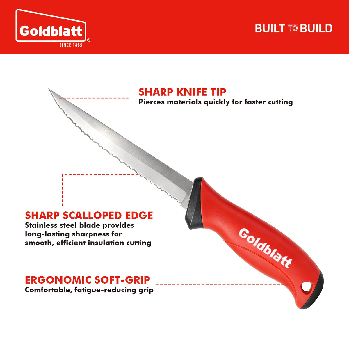 Goldblatt 6" Rockwool Insulation Knife, Sod Cutter Tool for Fiberglass