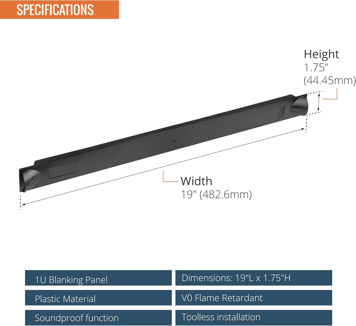 Tecmojo 1U Blank Panel, Plastic Rack Blank Panel, Rack Mount Plate for 19 in Server Rack Enclosure or Network Cabinet, Toolless Mounting, Black(10 Pack)