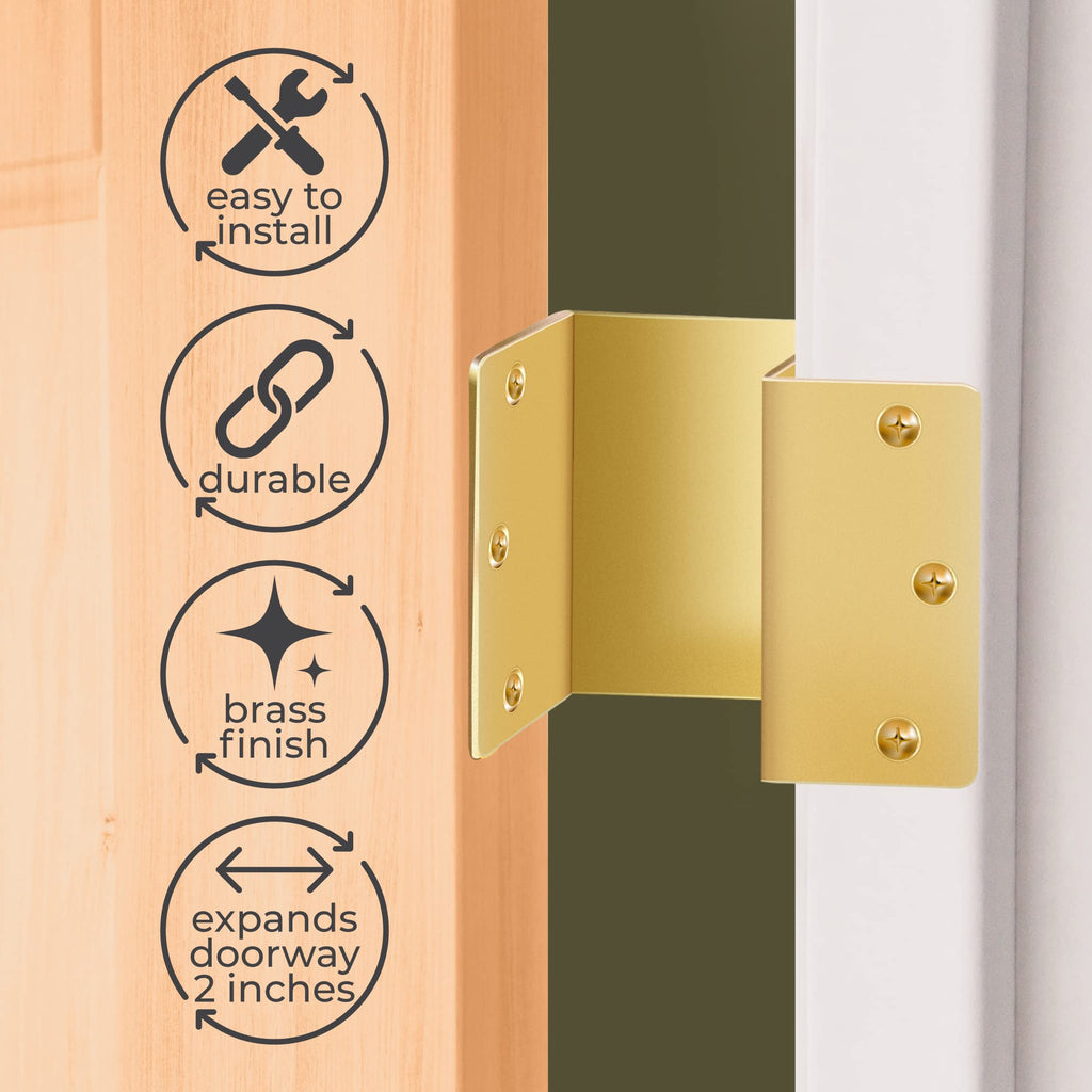 Handicap Brass Expandable Door Hinges - Offset Hinges for Doors - 3 Pack