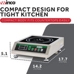 1800W Silver/Black Induction Cooktop Burner