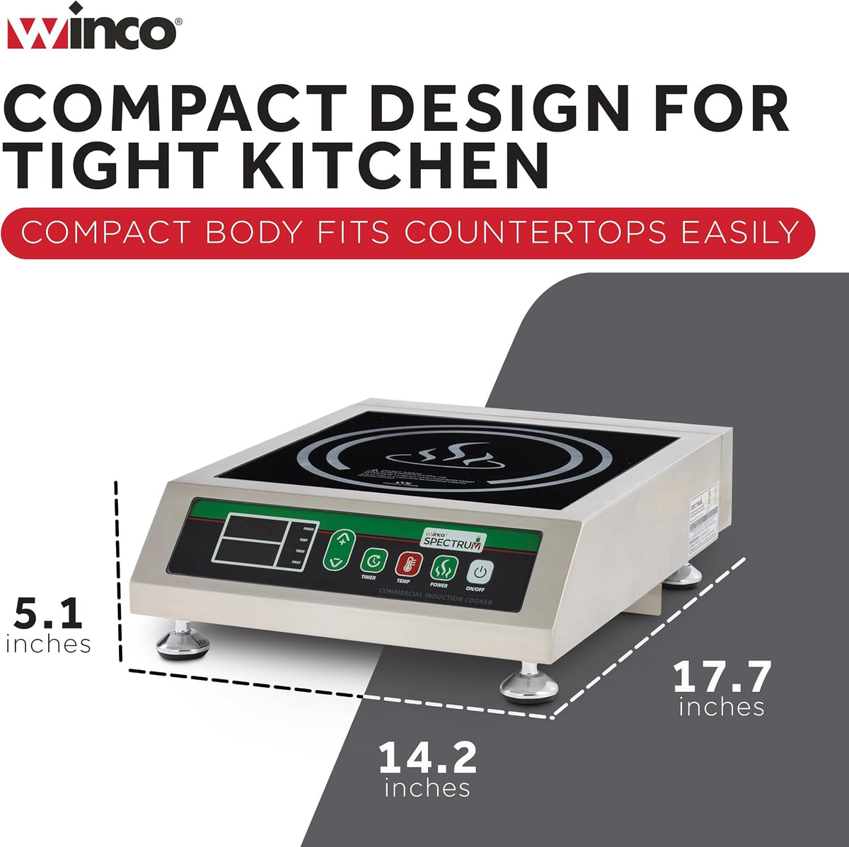 1800W Silver/Black Induction Cooktop Burner