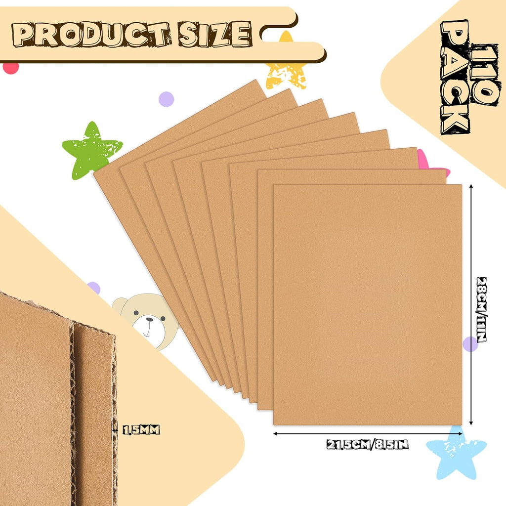 110 Pack 11 X 8.5 Inch Brown Cardboard Sheets