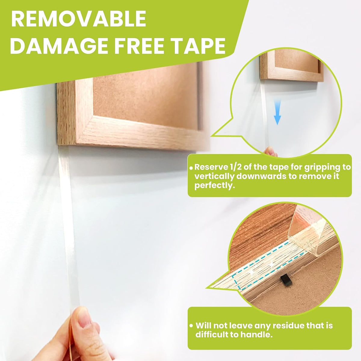 Double Sided Tape Heavy Duty, Removable Nano Adhesive Tape, 1" x 16.5FT
