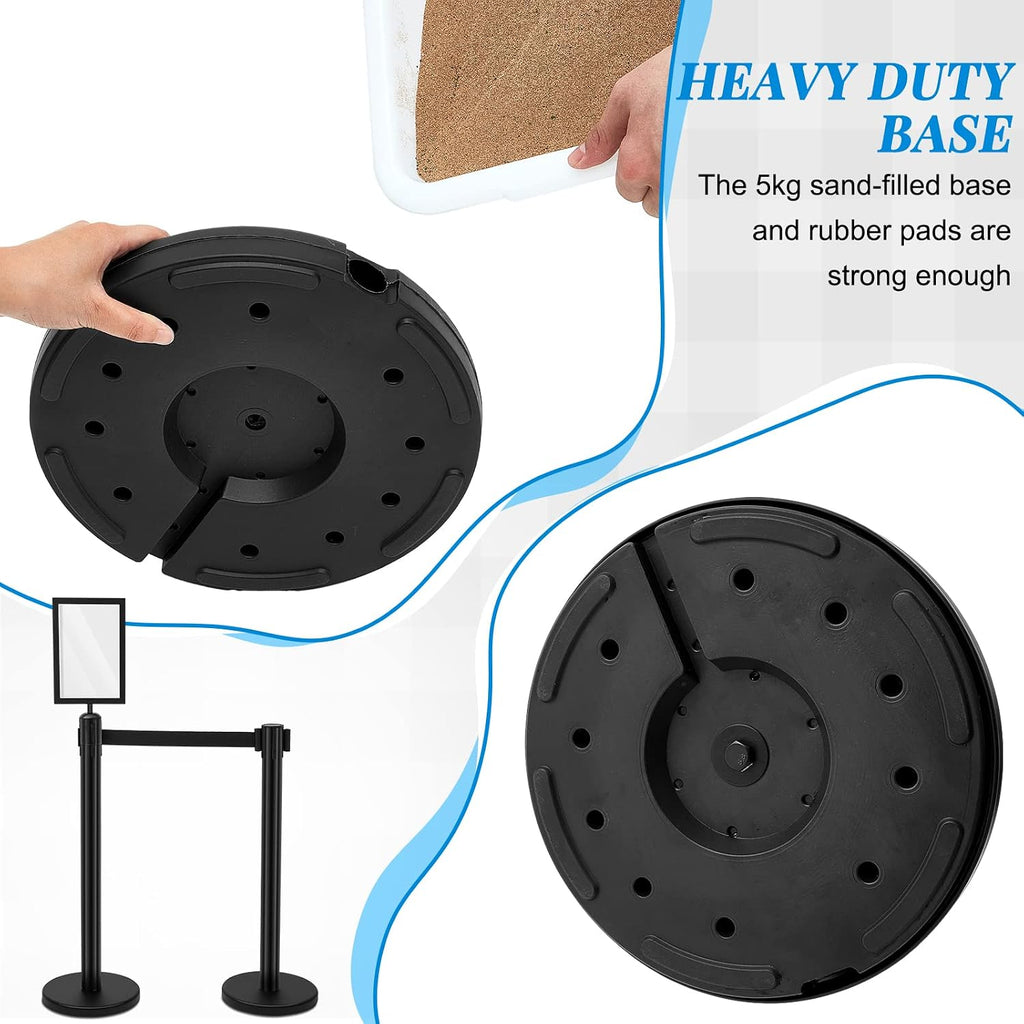 6 Pack Crowd Control Stanchions Barriers, 9.8ft, Black