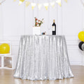 90 Inch Round Silver Sequin Tablecloth for Party Cake Dessert Table Exhibition Events