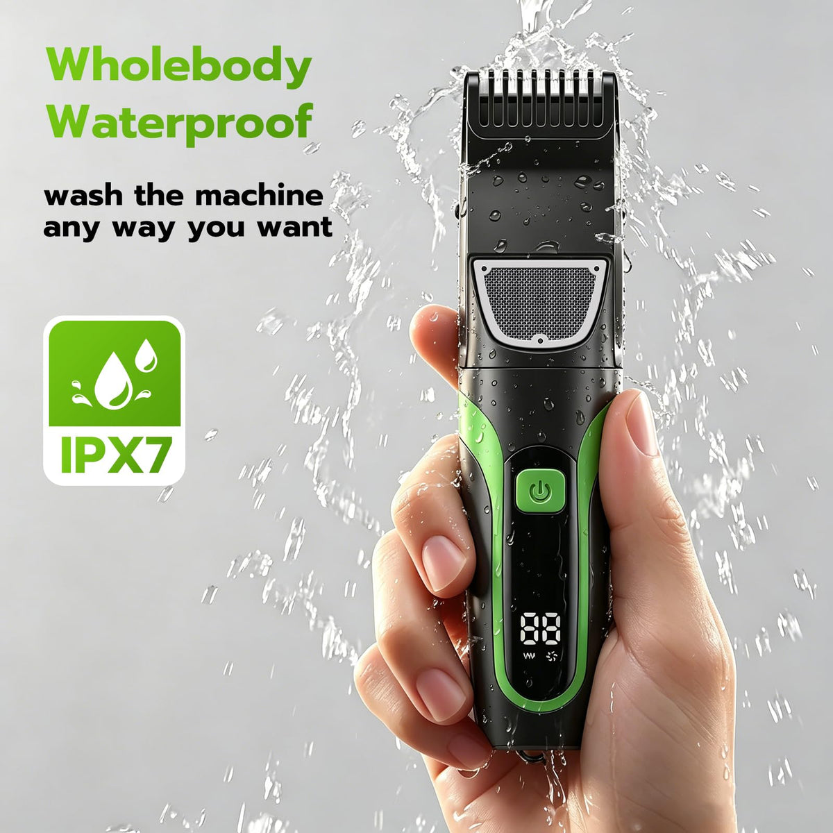 Beard Trimmer for men, Vacuum Mustache Trimmer Electric Shaver, Green