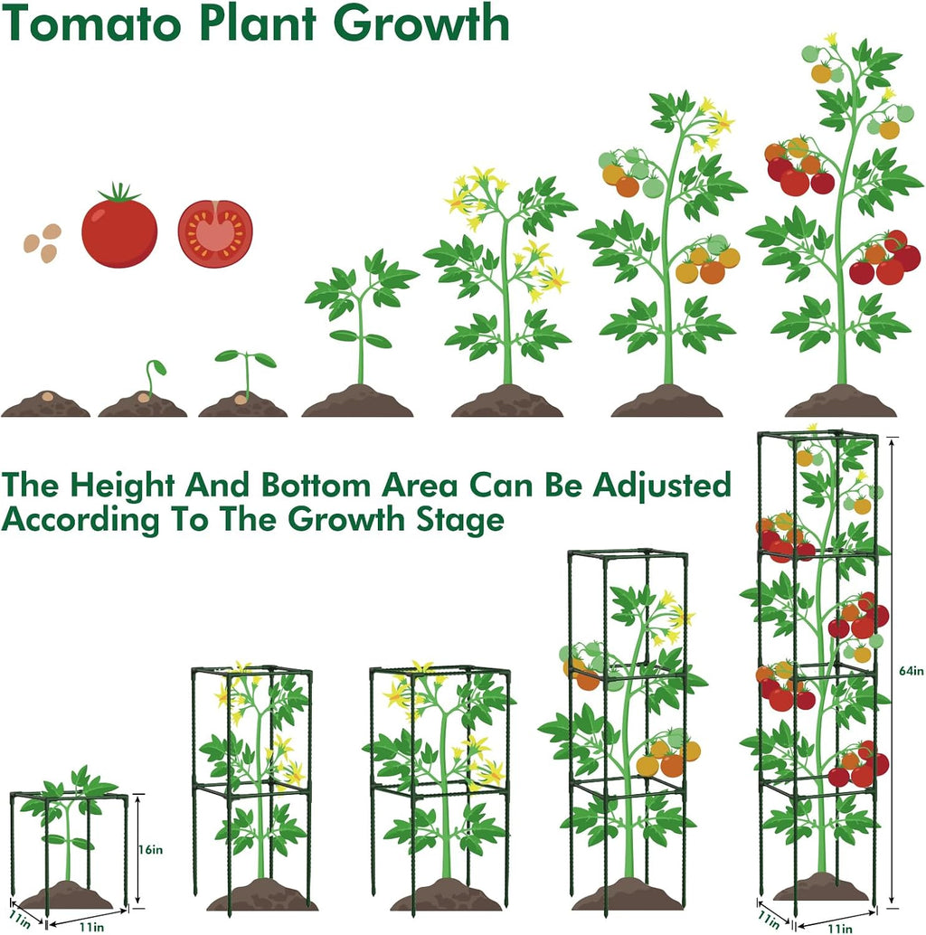 3 Pack 48" Tomato Cages for Garden, Plastic Coated Steel Pipe Heavy Duty Adjustable Tomato Stakes Trellis Plant Cages