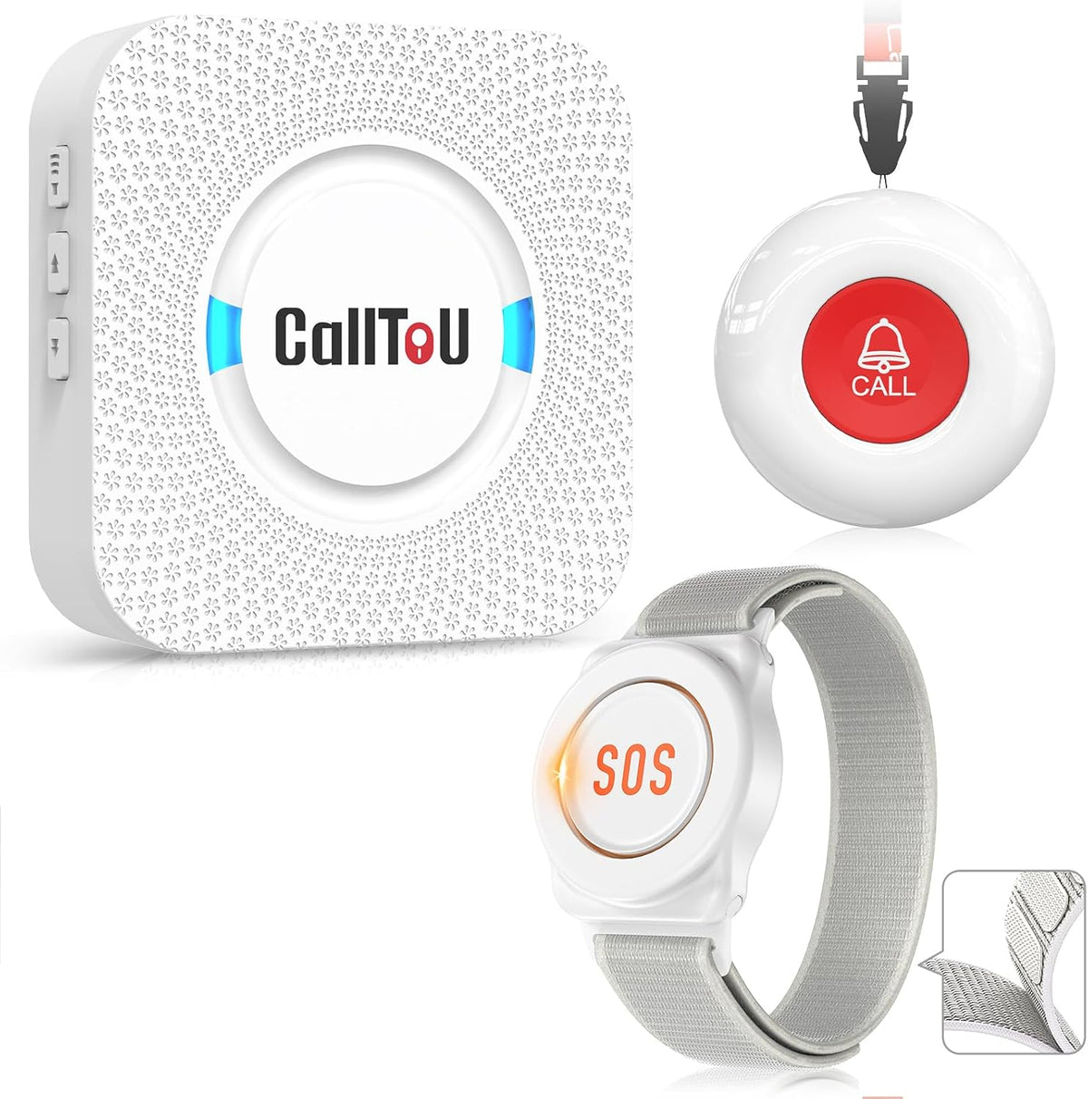 Caregiver Pager Wireless Call Button Nurse Alert System 500+ Feet for Home/Elderly/Patient/Disabled 06WS (1 Receiver