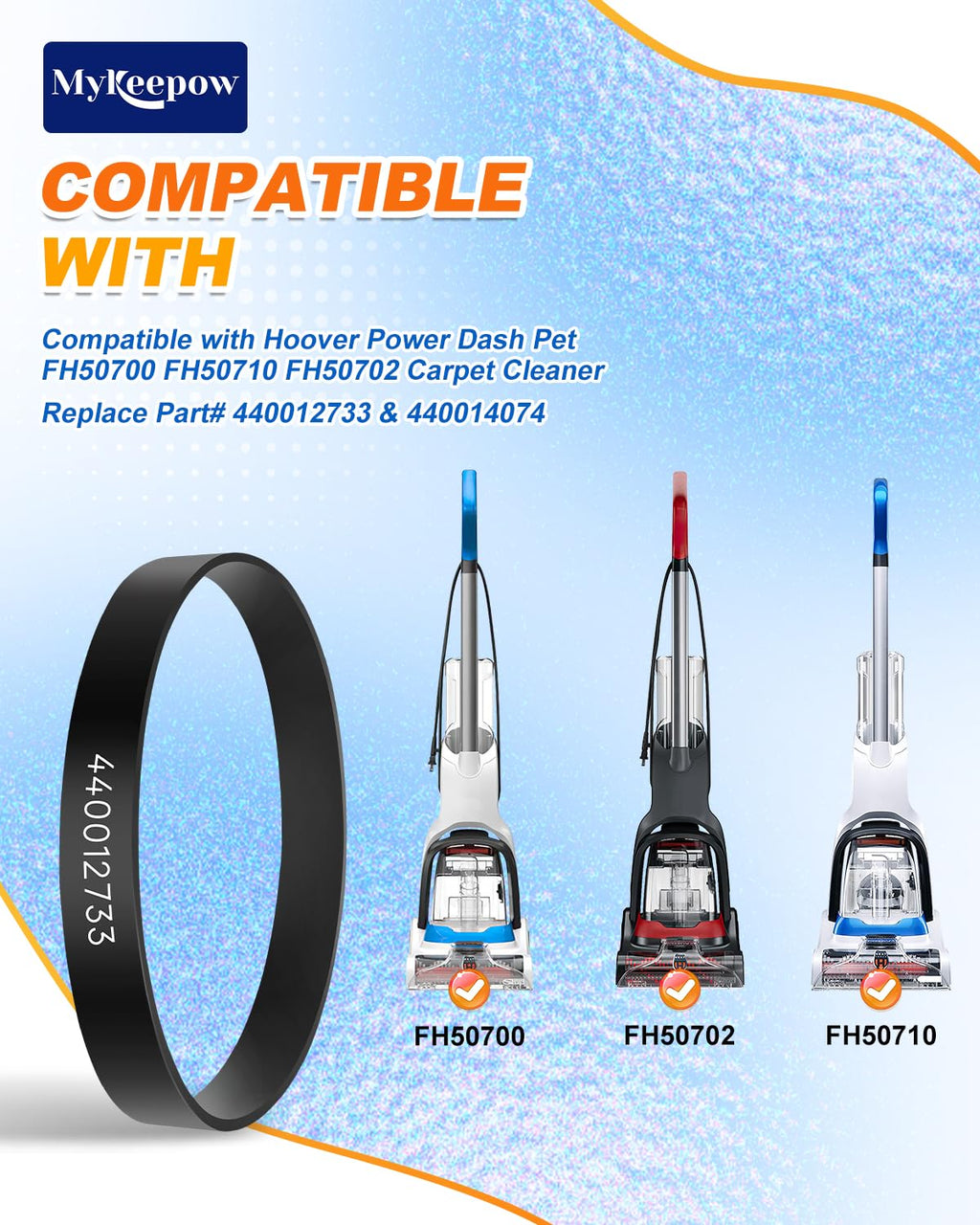3 Pack Vacuum Belts Compatible with Hoover PowerDash Pet Carpet Cleaner