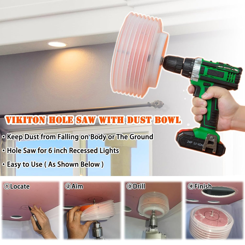 6.25" Hole Saw for Recessed Lights, with Dust Bowl Catcher