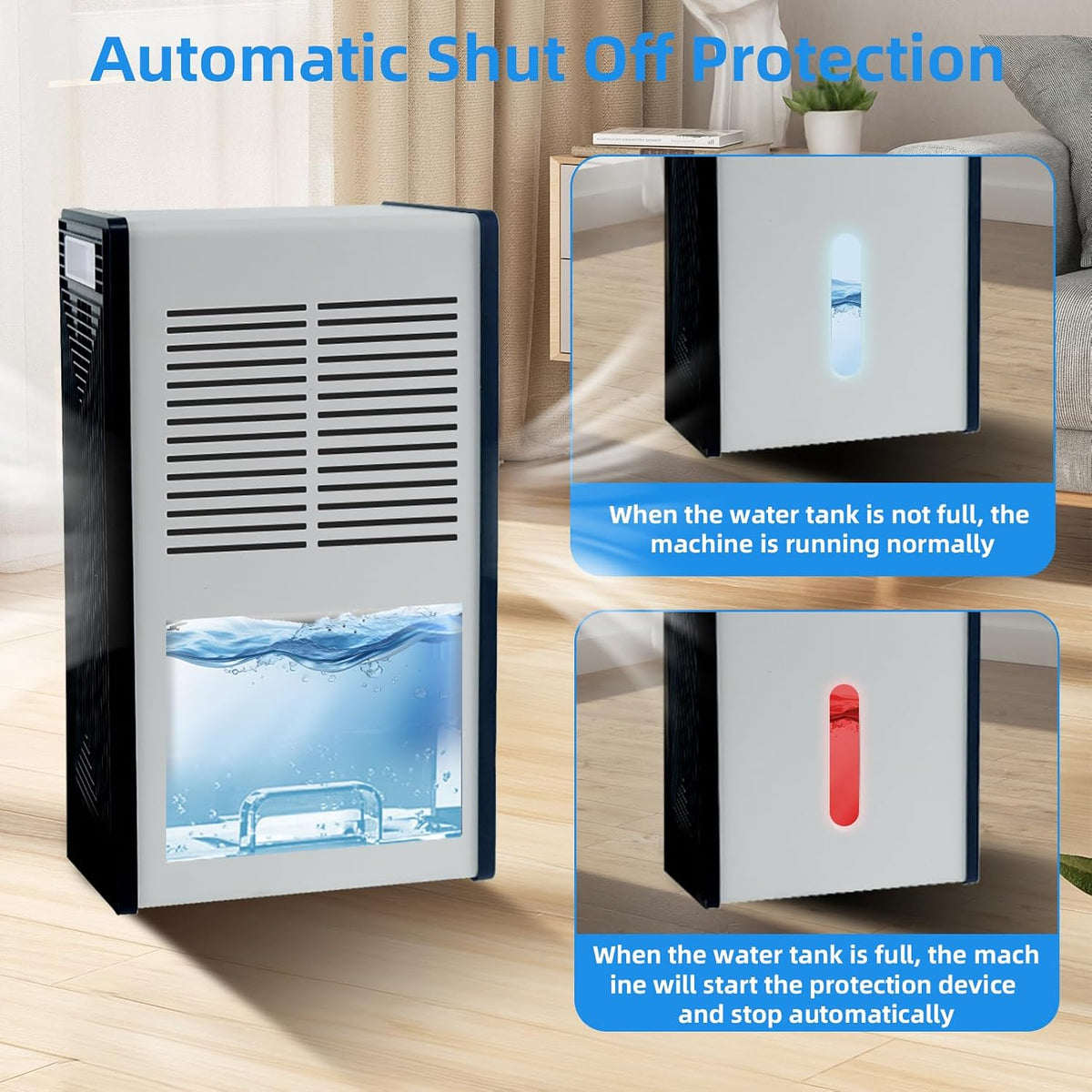 Dehumidifier, 72 OZ Water Tank Dehumidifiers for Home, 1076 sq. ft. Dehumidifier for Basement Bathroom Bedroom with