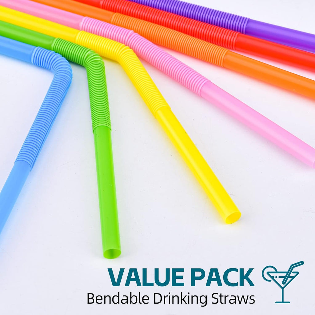 100PCS Flexible Plastic Straws