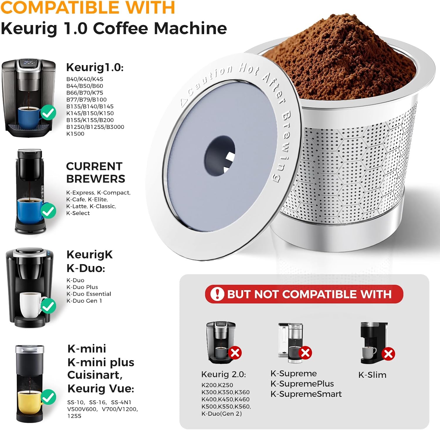 Reusable K Cups for Keurig 1.0,Stainless Steel K Cups for Keurig Reusable Coffee Pods,Refillable K Cup with Double