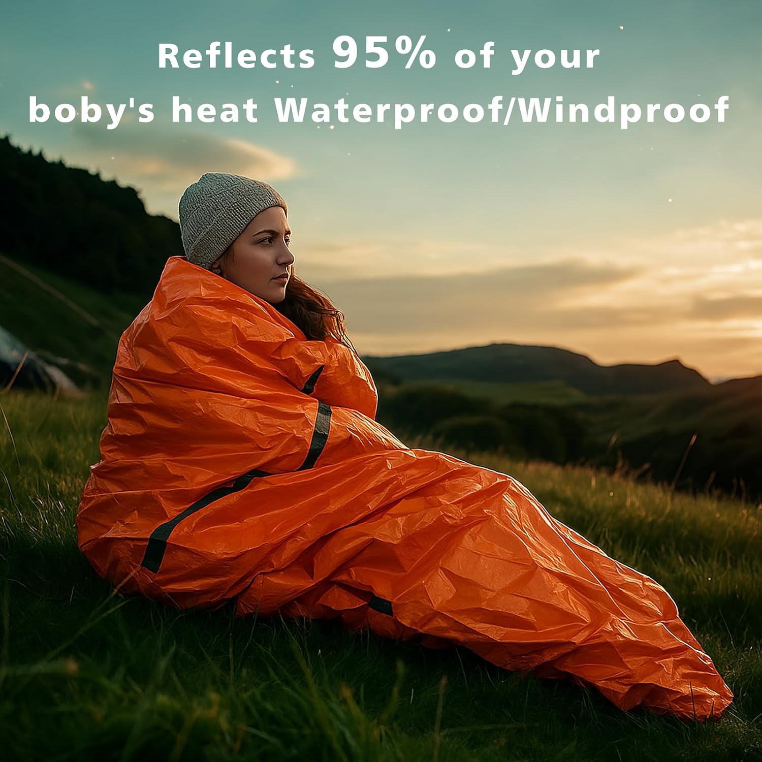 Emergency Sleeping Bag Survival Bag, Portable Waterproof Thermal Bivy Sacks,Bivvy Bags,Camping Mylar Sleeping Bag