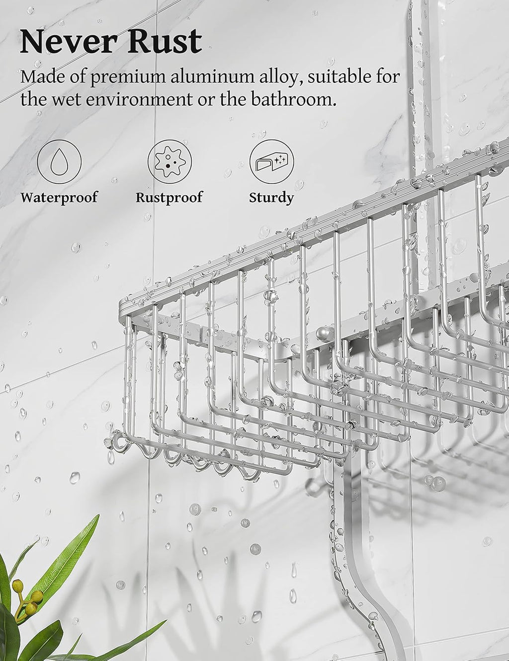 Never Rust Shower Caddy Hanging, Aluminum Shower Racks for Inside Shower, 3-Tier Shower Organizer Hanging Over Shower