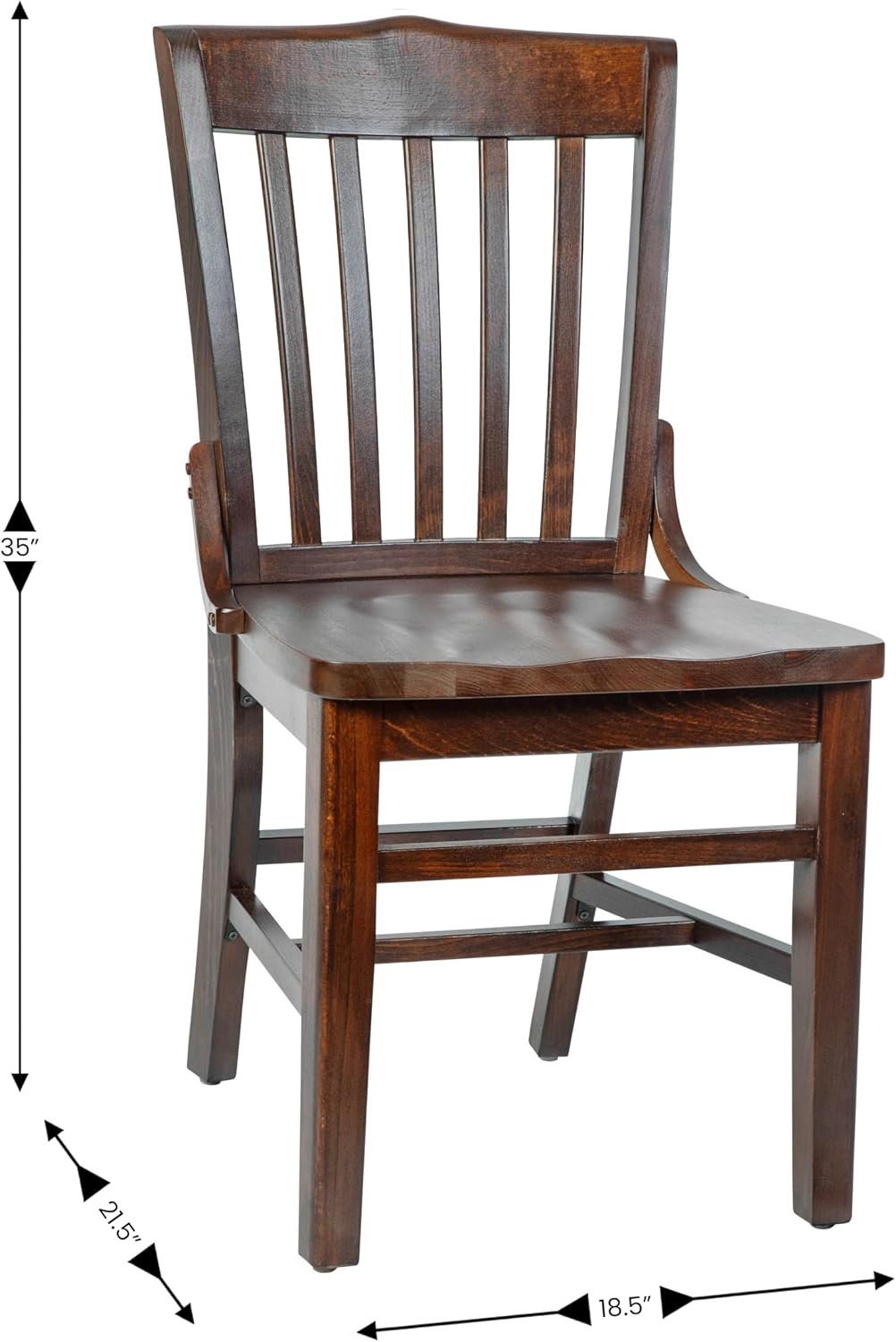Hercules Wood School House Back Restaurant Chair, Walnut