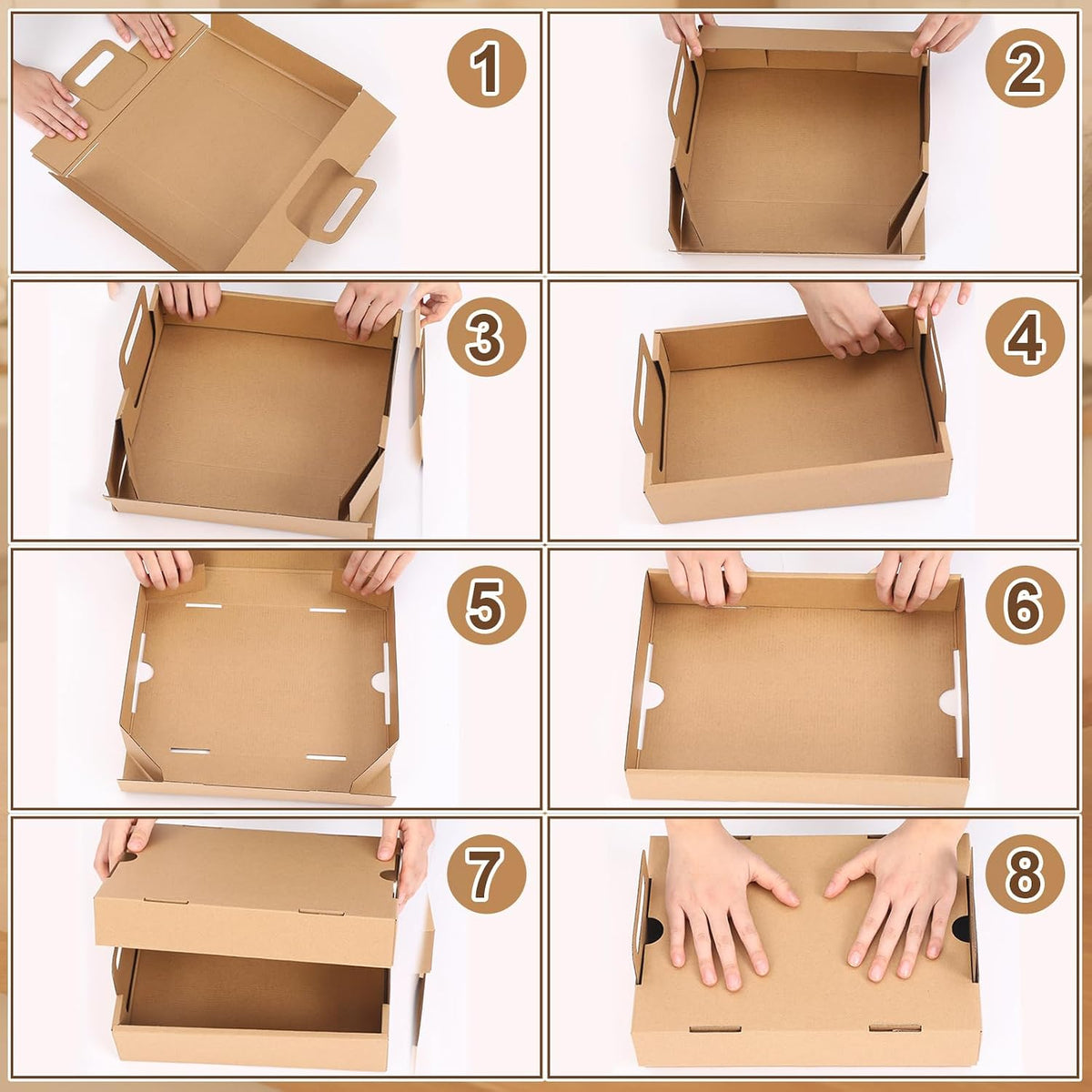 10-pack Kraft Paper Catering Trays with Lids 13 x 9 x 3 Inch