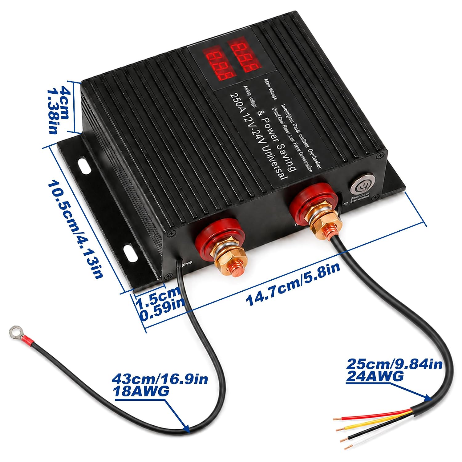250 AMP Dual Battery Smart Isolator 12V 24V Universal Smart VSR | Voltage Sensitive Relay for Marine RV UTV Car Boat