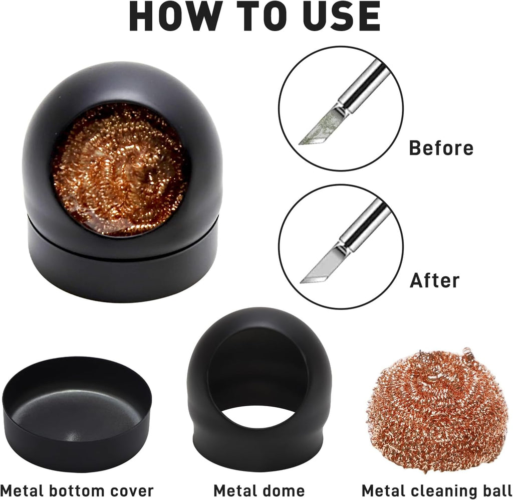 6-in-1 solder kit, soldering iron tip cleaner +1.0mm solder wire(11g*2pcs)+Rosin Solder Flux Paste (1.75 oz/50g)