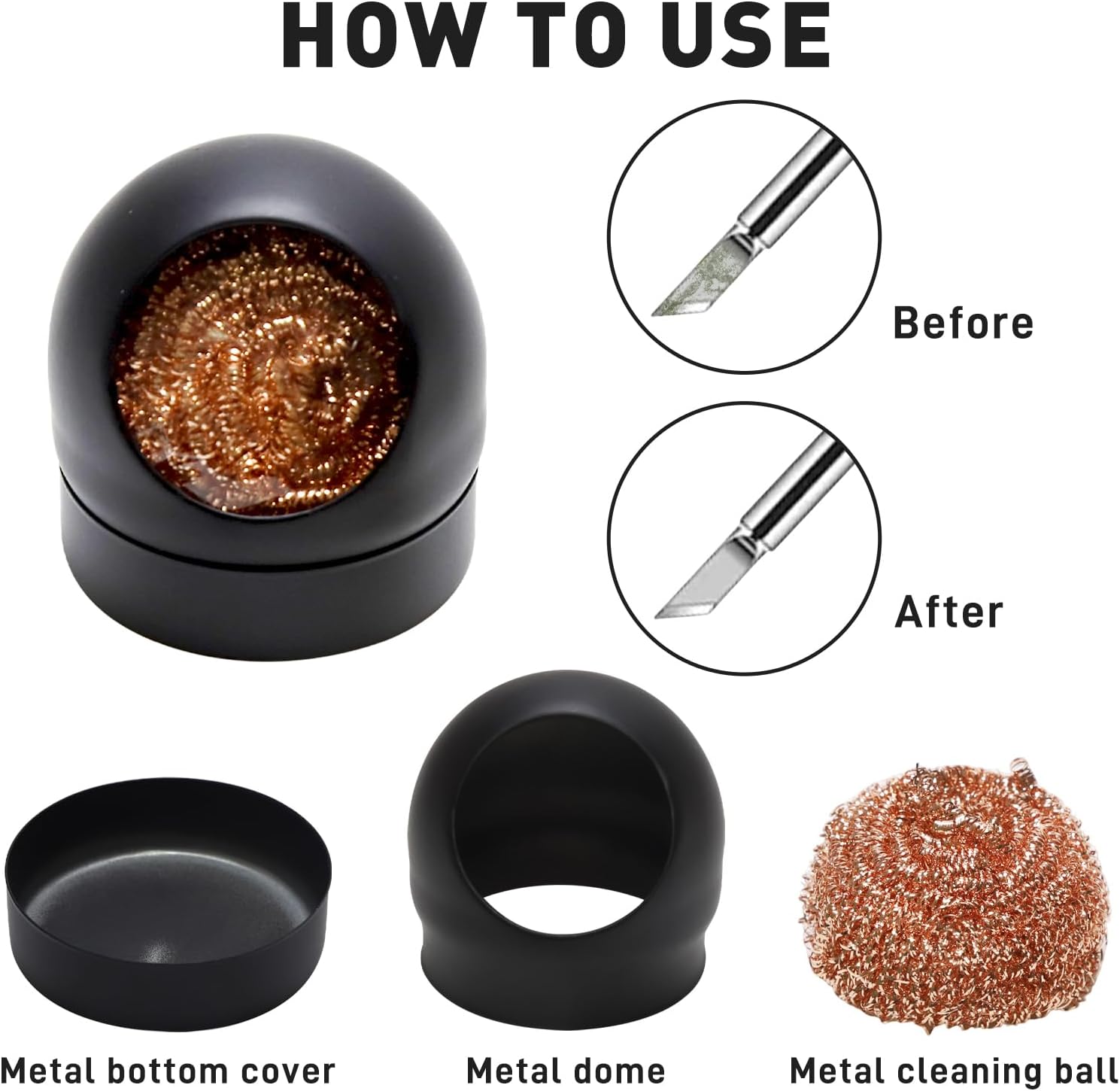 6-in-1 solder kit, soldering iron tip cleaner +1.0mm solder wire(11g*2pcs)+Rosin Solder Flux Paste (1.75 oz/50g)
