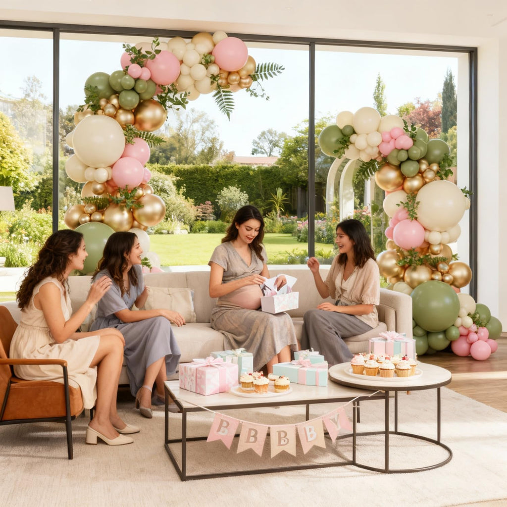 Sage Green Pink Gold Balloon Arch Kit, 128Pcs Sage Green Pastel Pink Light Pink Gold Sand White Balloons for Boho