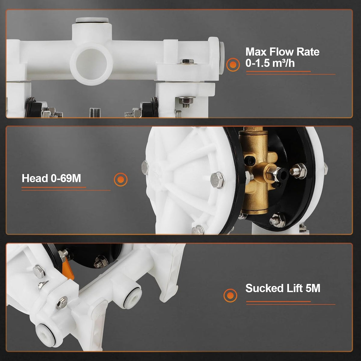 AODD Pump QBK-15 1/2 Inch, 12 GPM Air Operated Diaphragm Pump
