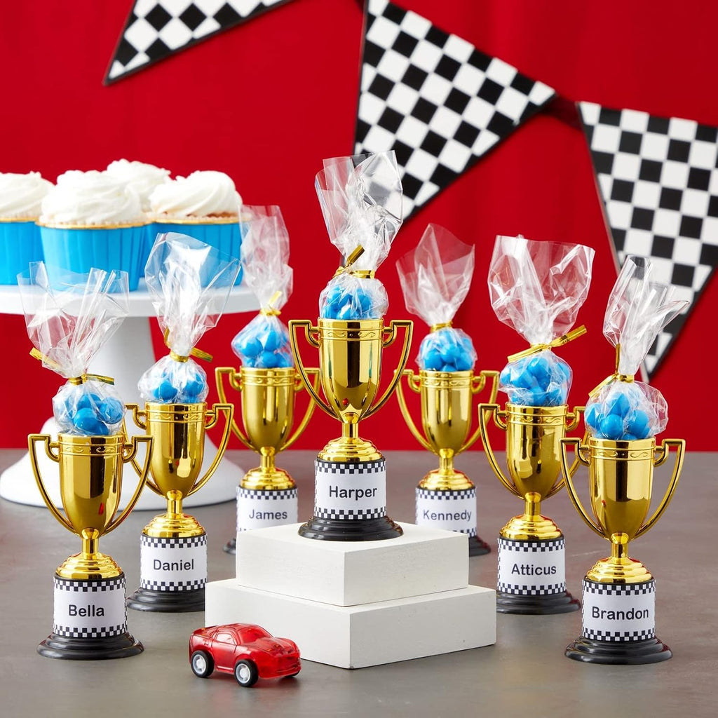 Mini Trophies Bulk - 4 in, Gold-Plated Plastic, 24-Pack - Trophies for Kids & Adults - Sports, School & Party Awards