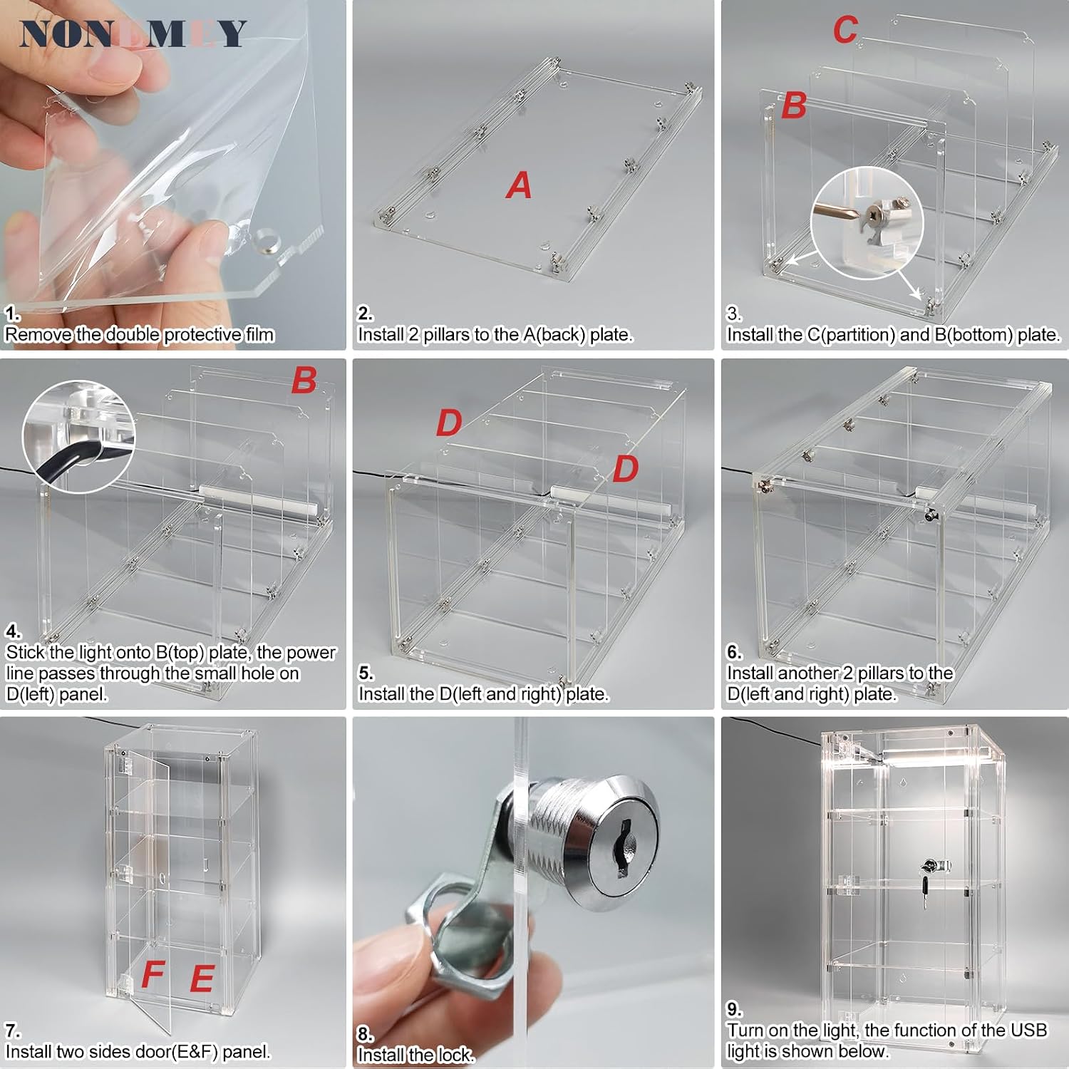 Acrylic Display case with Lock,4 Tier Lockable Security Display Case, Dustproof Protection Countertop Organizer Box