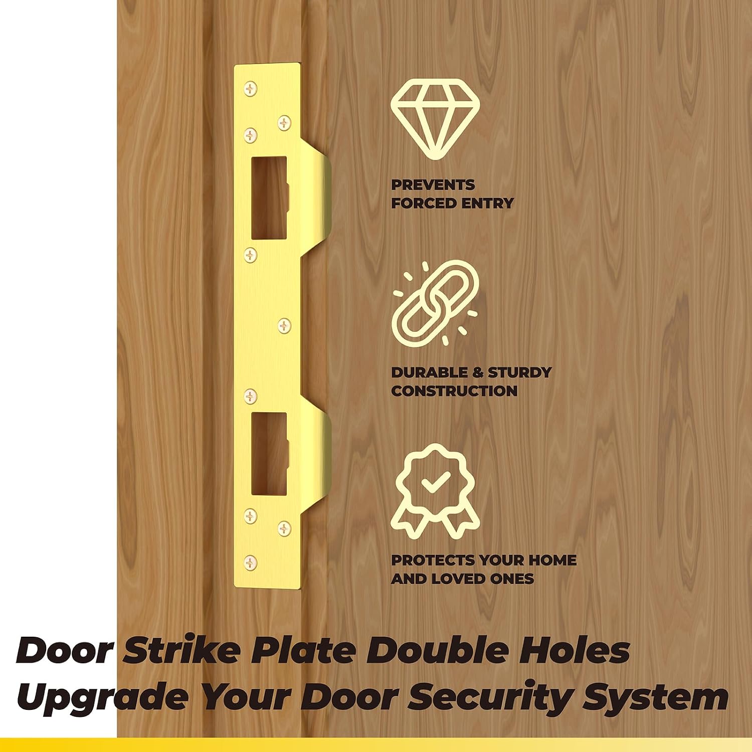 U10385 U9480 Door Strike Plate Reinforcement Plate for Exterior Interior Door Deadbolt Fix Door Frame Door Jamb
