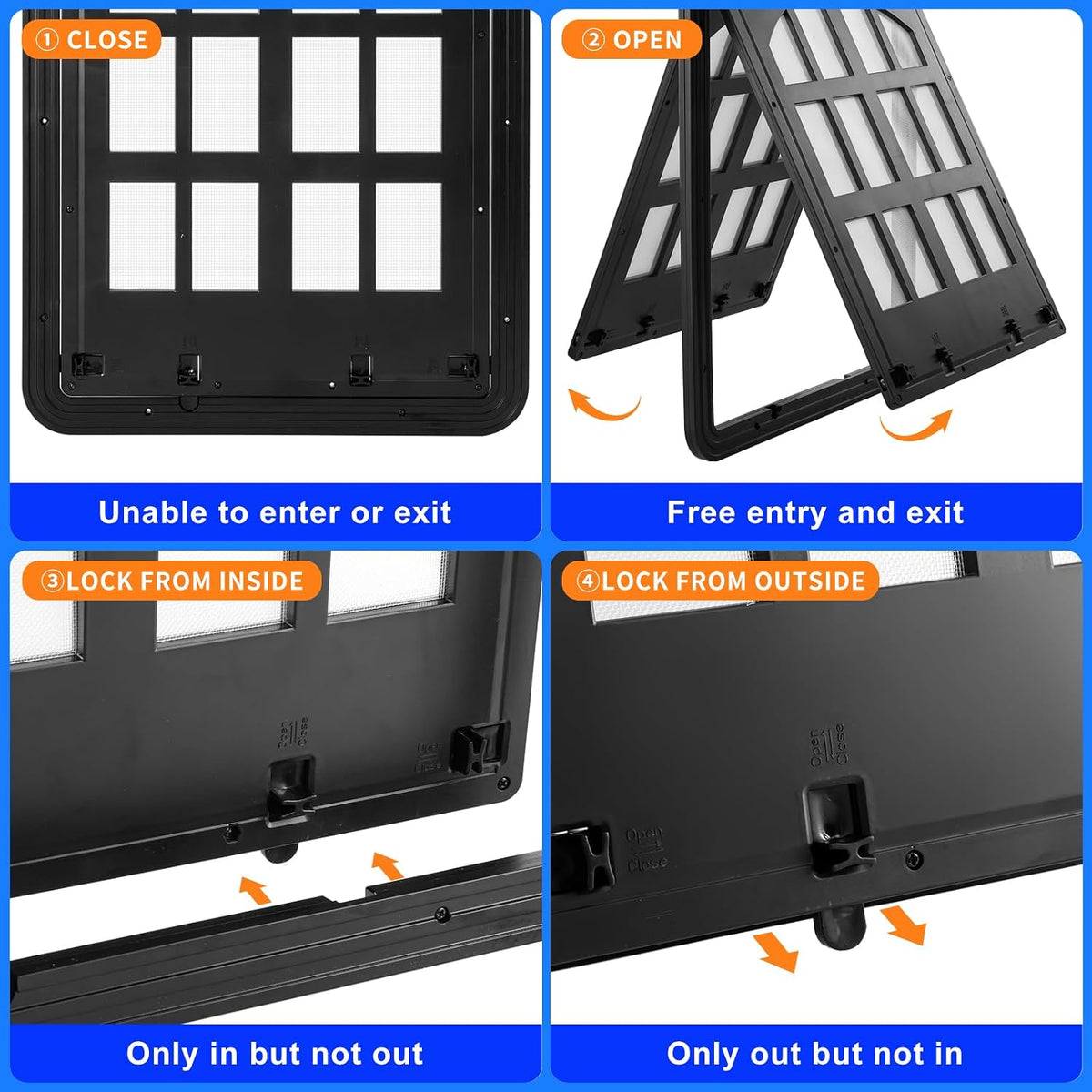 Large Dog Screen Door, 13 x 17 inches Flap Opening Dog Door for Screen Door with 4 Entry Ways, Magnetic Self-Closing