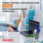 AVIDITI White Shipping Boxes 12"L x 4"W x 4"H, 25-Pack - White Box Crush-Proof Mailers for Packaging, Storage, Gifts