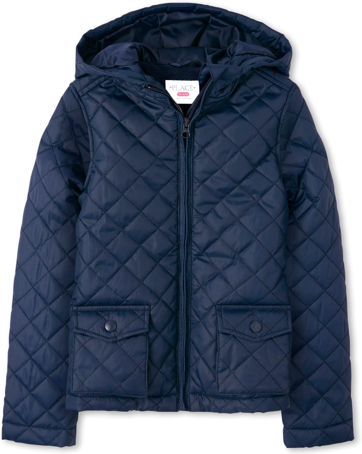 Girls' Zip Up Quilted Hooded Jacket
