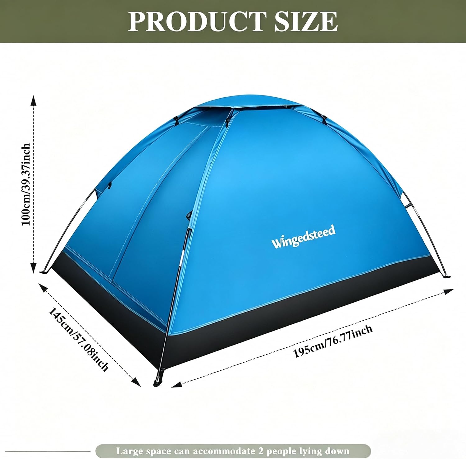 1-2 Person Camping Tent, Easy Manual Setup Dome Tent, Waterproof Windproof Lightweight Backpacking Tent with