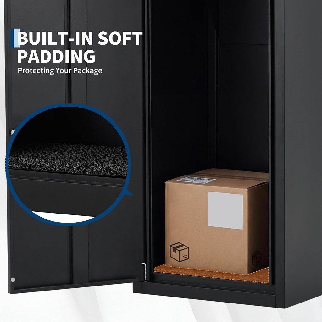 Galvanized Steel Package Delivery Box Outdoor, 17.3" x 15.9" x 38.6" | Flip-Top, Anti-Theft, Secure Lock System and