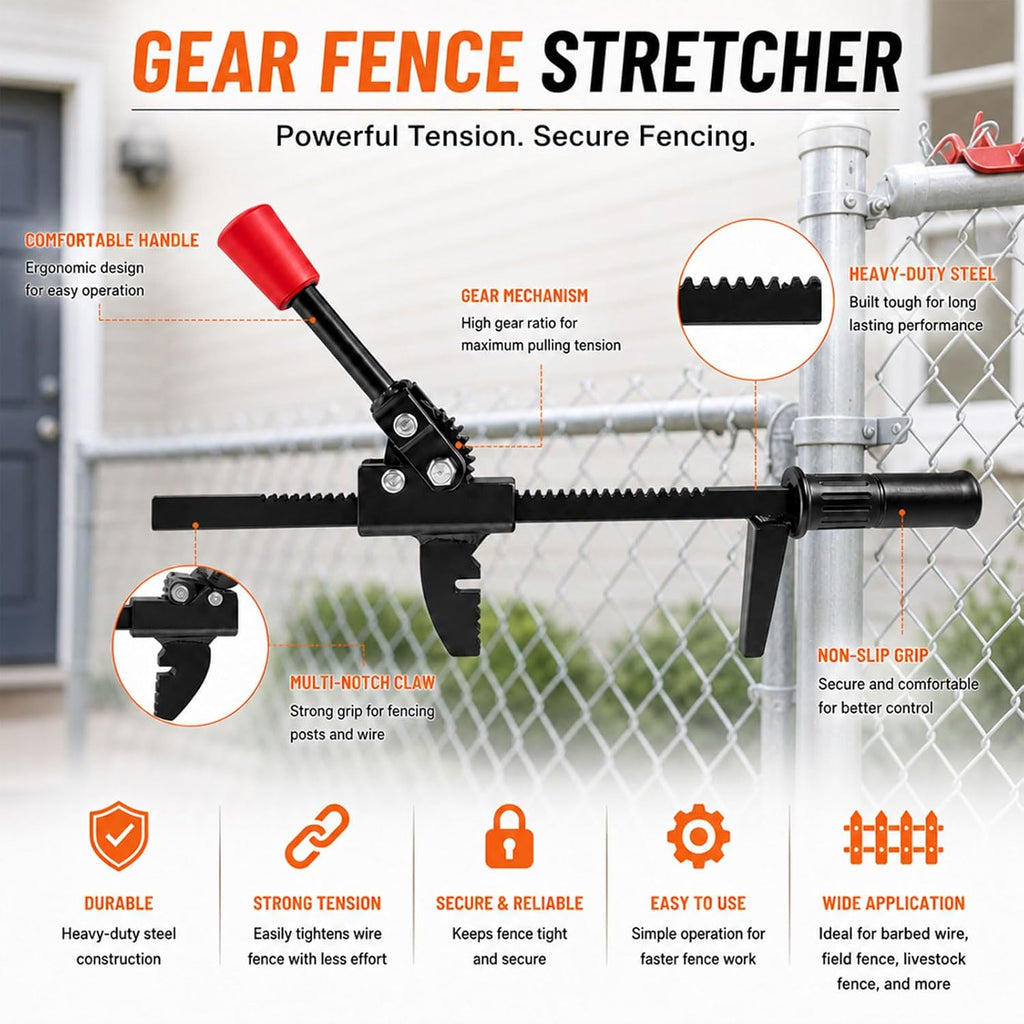 Heavy Duty Ratcheting Chain Link Fence Stretcher Tool – Professional Fence Puller & Tensioner for Galvanized Chain