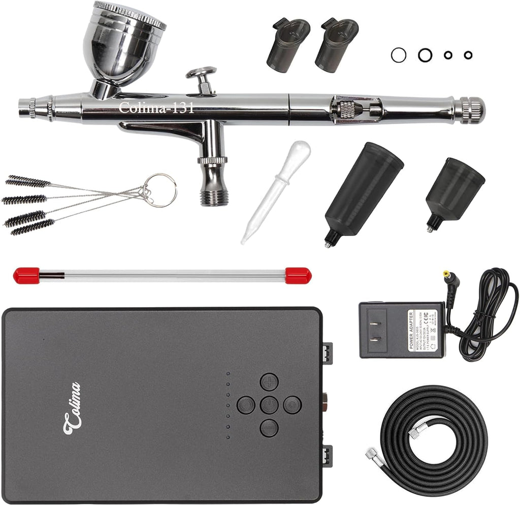 Airbrush Kit with Air Compressor, 27PSI High Pressure 7 Pressure Levels Air Compressor Dual-Action Air Brush Set for