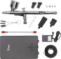 Airbrush Kit with Air Compressor, 27PSI High Pressure 7 Pressure Levels Air Compressor Dual-Action Air Brush Set for
