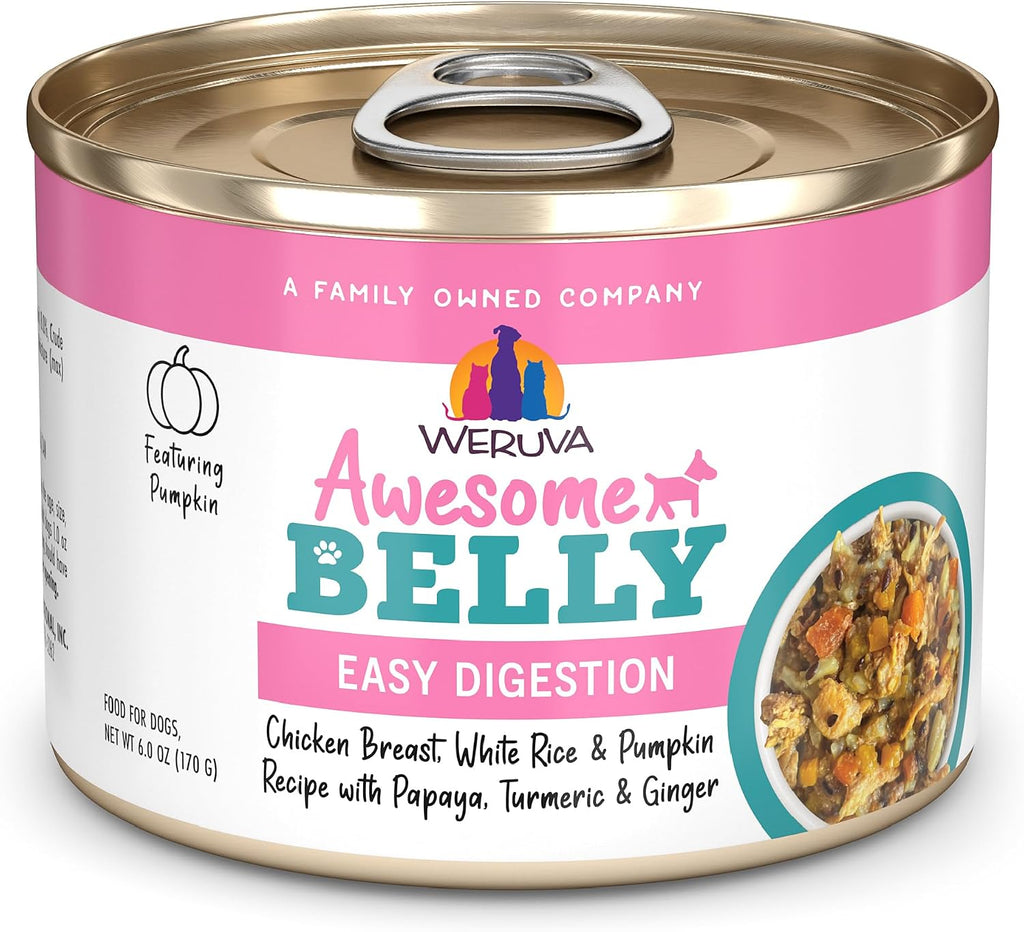 Awesome Belly Wet Dog Food, Chicken, White Rice & Pumpkin with Papaya, 6oz Can (Pack of 8)