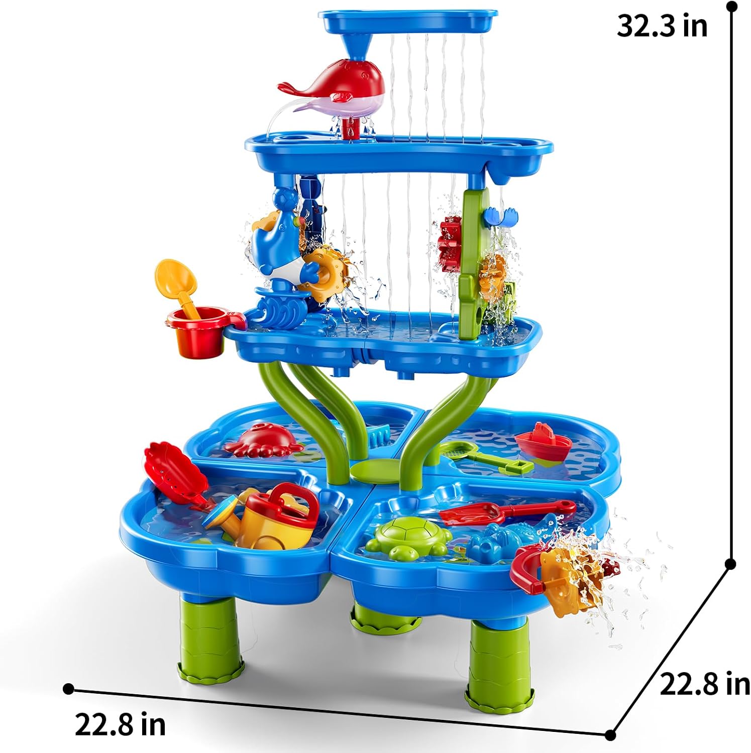 Water Table for Toddlers 1-3 3-5, 4-Tier Water Table for Kids with Sand Beach Toys, Water and Sand Sensory Table