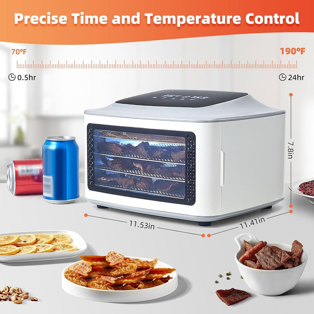 Compact Food Dehydrator, 4 Stainless Steel Trays Fresh Dryer Machine for Jerky Herbs Fruit Veggies Snacks, with