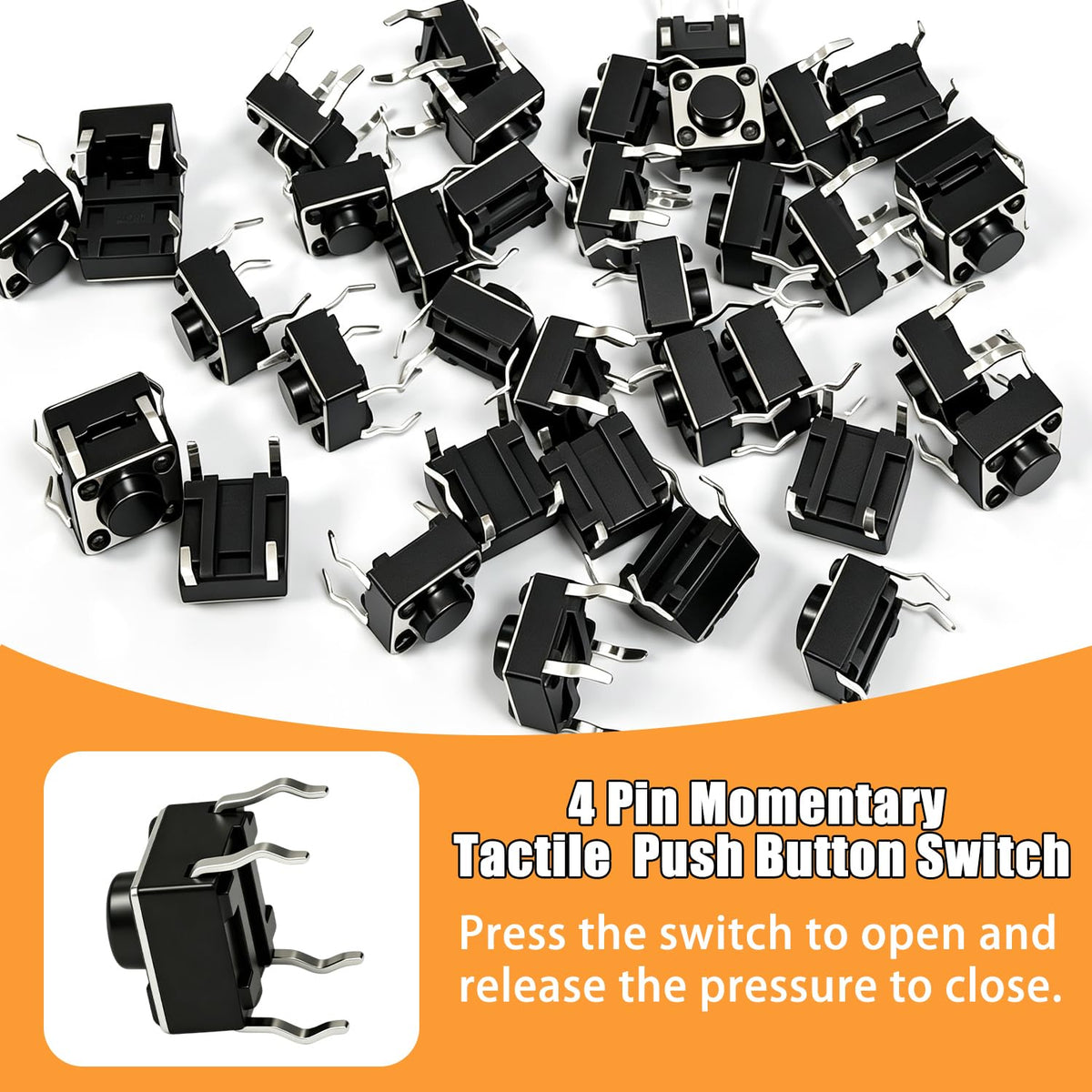 TWTADE 150Pcs Micro Momentary Tactile Push Button Switch 6x6x5mm 4 Pin Tact Switch Assortment Kit for Remote Controls, Cameras, Computers, DIY Projects