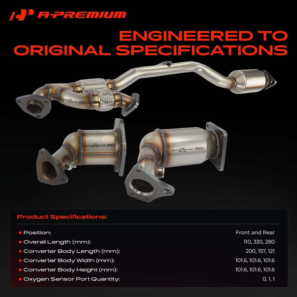 A-Premium 3 PCS Front and Rear Catalytic Converter Kit, E.P.A Compliant
