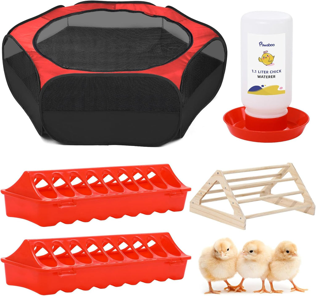 Chick Brooder Box for Chick Starter Kit, Red+Black