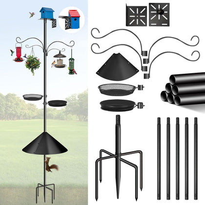 92-Inch Thickened Bird Feeder Pole with Squirrel Proof Design | 2-in-1 Bird house Bracket, Heavy Duty Bird House