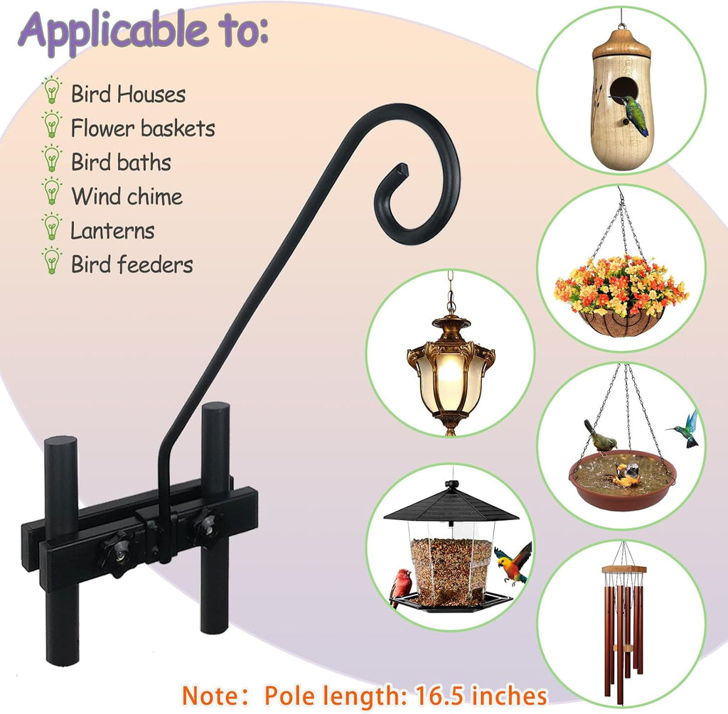 Deck Hook Rail Suitable for Hanging Flower Baskets Wind Chimes Planters Bird Feeders Lights, Heavy Duty Fence Deck